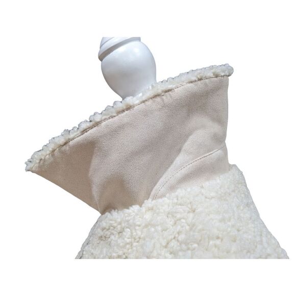 ZARA Oversized Faux Sherpa Bomber Jacket Size S in Cream with Suede Trim - Picture 6 of 12